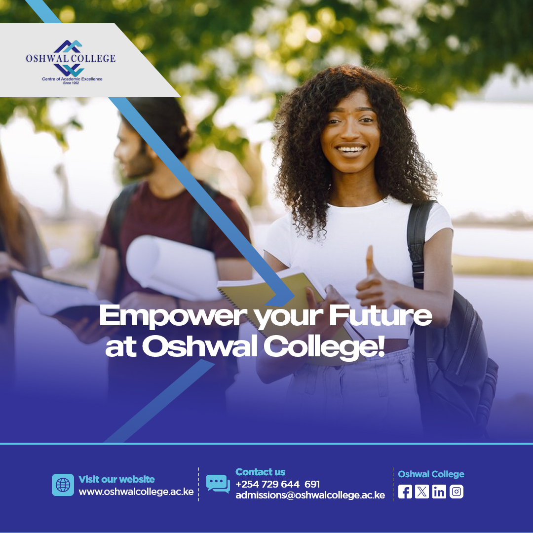 Ready to transform your career? Explore our cutting-edge programs tailored to your growth! 

Apply here 🔗oshwalcollege.ac.ke

📍 2nd Parklands Avenue, Nairobi, Kenya

#CentreOfAcademicExcellence