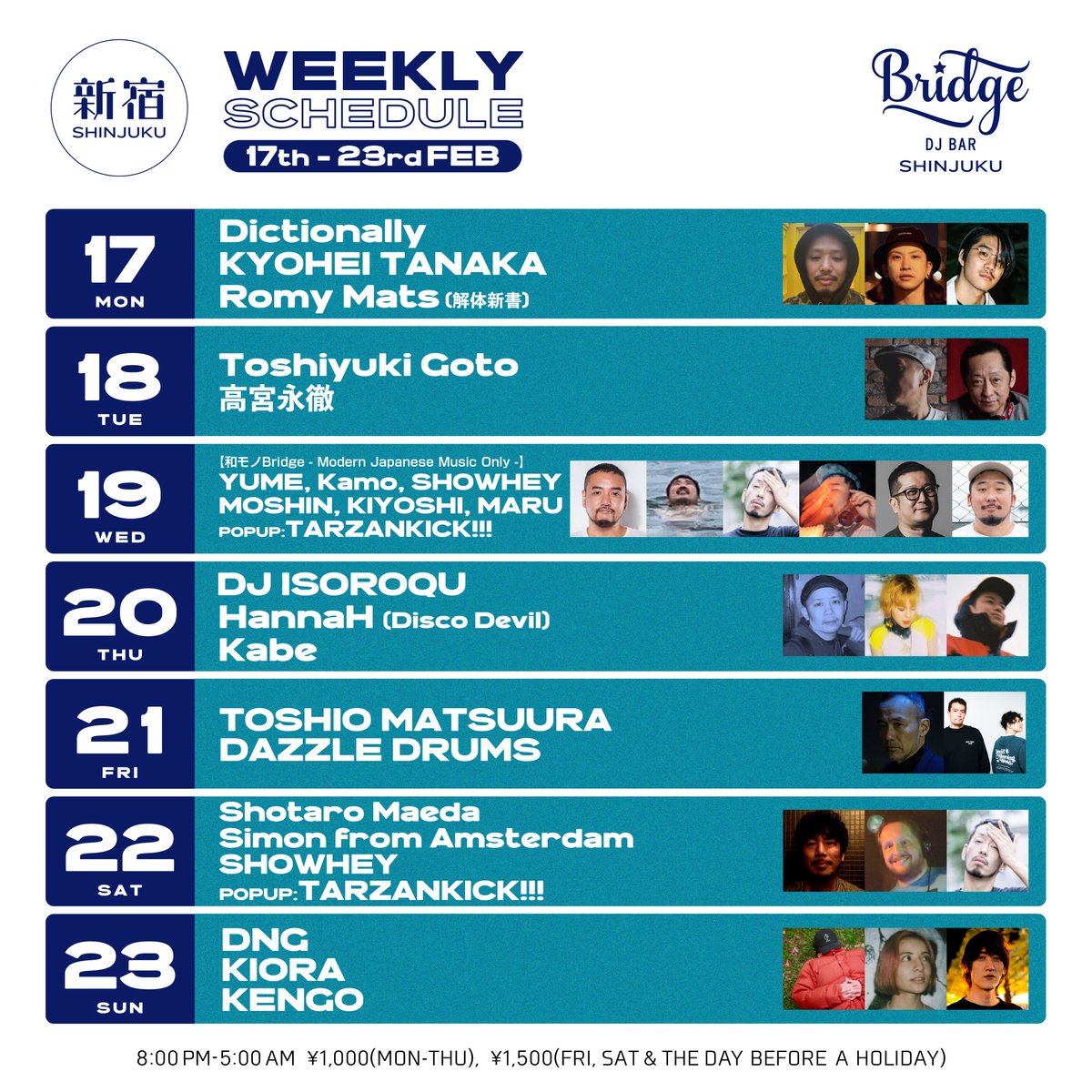 djbarbridge's tweet photo. 【Bridge SHIBUYA / SHINJUKUの今週のスケジュール】
@sodeepohishi @chibichael1207 @Firoshi1 @_q6bd9p_ @NITELIST_MUSIC @djchiistar  @romymats_ktsns @yumelander @sbt_s @mosxxx @manmaru0622 @ToshioMatsuura @n_dazzledrums @DazzleDrums_Kei @SHOTAROMAEDA @DJ_No_Guarantee @DJ_KENGO https://t.co/2lXMdnHZ3Q