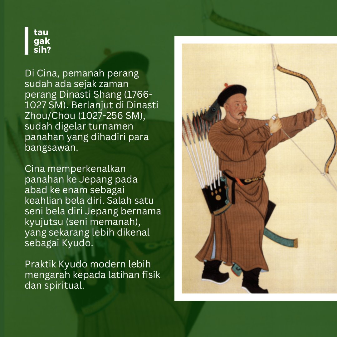 Ina_Archery's tweet photo. #taugaksih? Sejarah panahan di Asia tidak kalah seru dengan perkembangan di kawasan Barat. Bahkan teknologi panah di Turki saat itu sudah canggih sekali, bisa melesat hingga sekitar 800 meter!

#panahanindonesia #panahan #perpani #sejarahpanahan #panahandunia #taugaksih https://t.co/ZIN2eadQRz