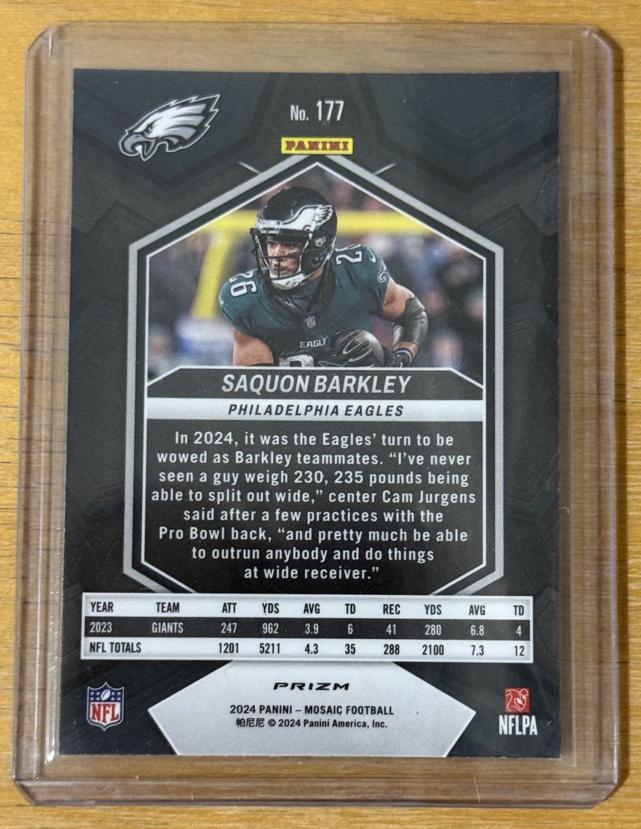 LukeTheDuke4009's tweet image. Check out #2024 #Panini #Mosaic #ReactiveBlue #Mosaic #Prizm #177 #SaquonBarkley #NFL #Card #Mint ebay.com/itm/3961955386… #eBay via @eBay