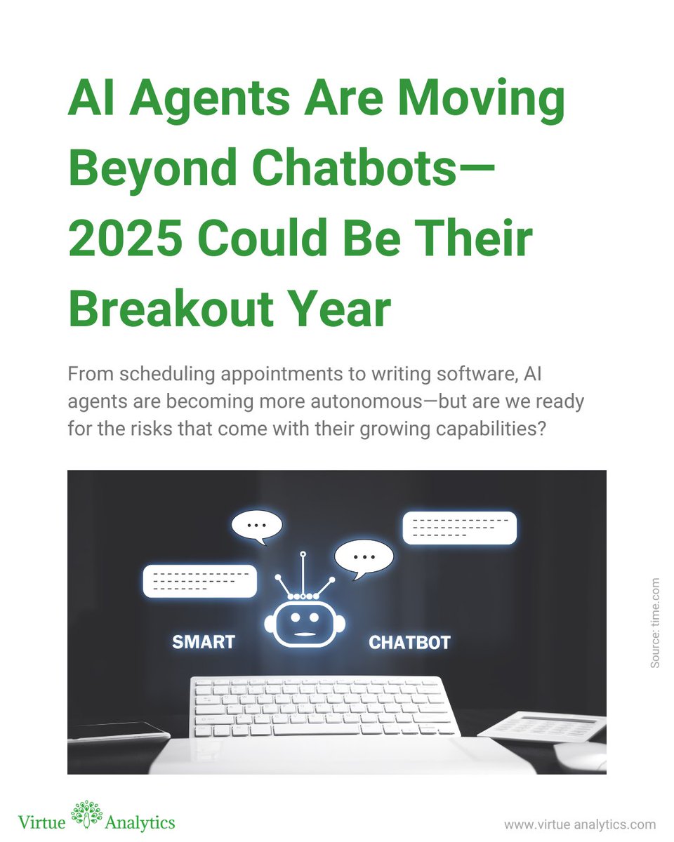 🚀 #AIAgents are getting an upgrade in 2025!
We’re moving beyond chatbots—AI agents will schedule, code, and even navigate computers like humans.

✅ Claude can now click, scroll &amp; type
✅ AI as virtual co-workers? Experts say soon!
✅ More autonomy = More productivity 

#AI
