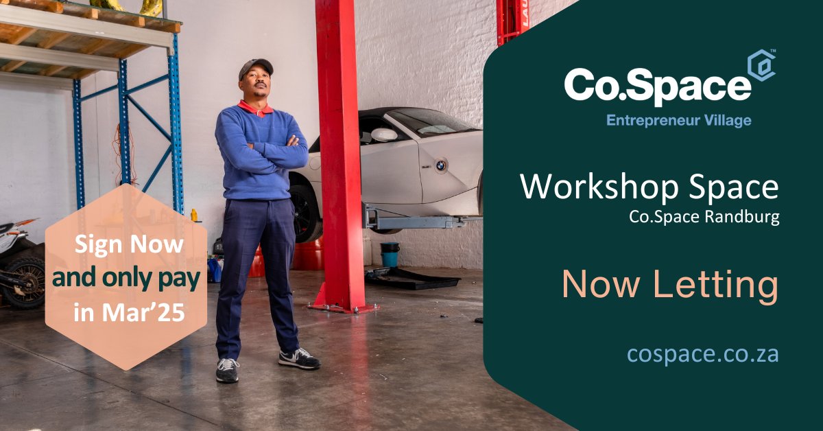 CoSpace_Village's tweet photo. 🏭🔧 Mechanic Workshops for Rent at https://t.co/jOnSVXy0vj Randburg! 🔧🏭

Set up your workshop now and start paying only in March! 🚀 Secure your space today and get to work without upfront rental stress.

📍 Prime location | 🛠️ Tailored for mechanics | 💰 Flexible payment options

Don't miss out—contact us now - 079 844 4593