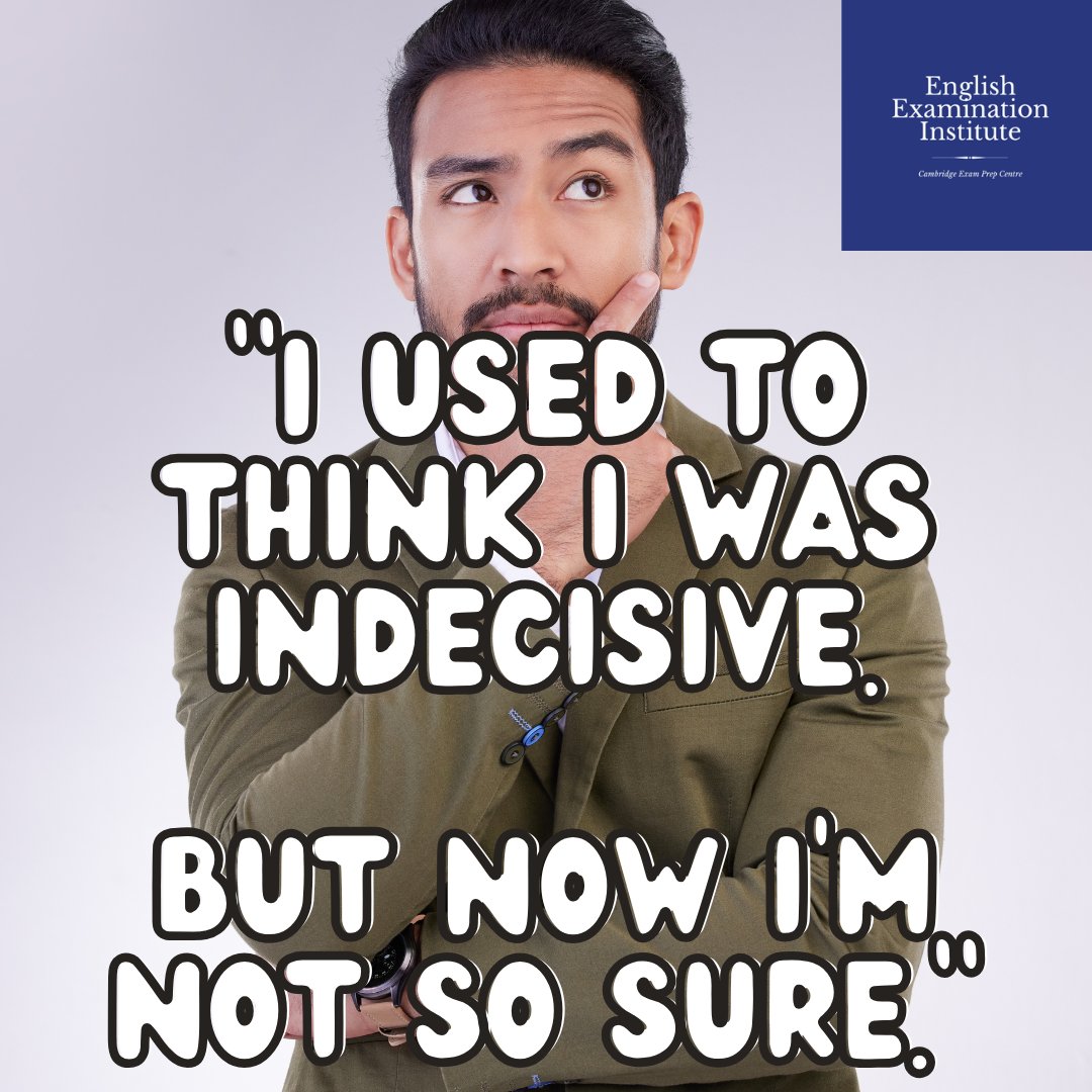 EnglishExamina1's tweet image. 🧠¡Ironía + Humor = La mejor forma de aprender inglés!

&quot;Solía pensar que era indeciso.
Pero ahora no estoy tan seguro.&quot; 🤔😂

👉 ¿Conoces algún otro chiste en inglés? ¡Déjalo en los comentarios! ⬇️😆

#AprenderInglés #HumorEnInglés #PreparaciónCambridge