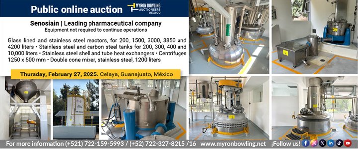 chemicalmarket's tweet image. 🔬💊 Pharma Chem API Plant Auctions – Don’t Miss Out! 💊🔬
📅 Date: 27 February, 2025
📍 Location: Celaya Guanajuato, Mexico
chemicalmarket.net/events/pharma-…

@Myron_Bowling 
#Pharma #ChemicalIndustry #APIManufacturing #EquipmentAuction #PharmaChem #SurplusEquipment  #PlantAuction