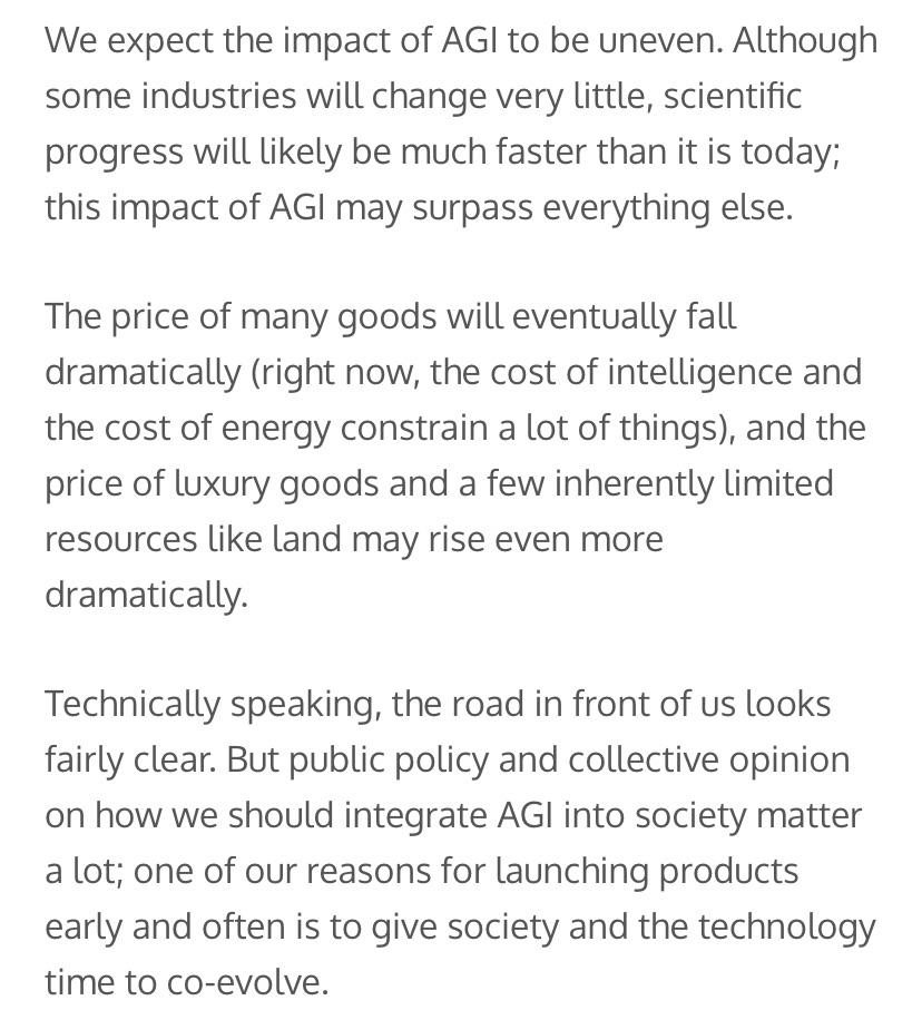 dimitrizho's tweet photo. Sam Altman predicts that AGI will lower the prices of most goods, except for luxury items and land, which may become even more expensive. Thoughts? https://t.co/02hvPbiRPo
