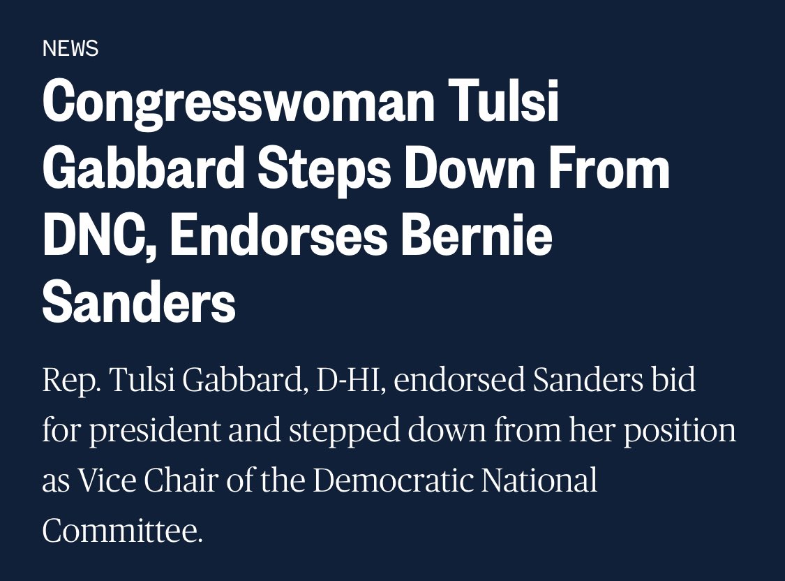 killaxxxcam's tweet photo. .@TulsiGabbard stood up for @BernieSanders whenever he needed it the most

But will @SenSanders stand up for Tulsi Gabbard when she needs it the most? https://t.co/dGtNMrrS3x