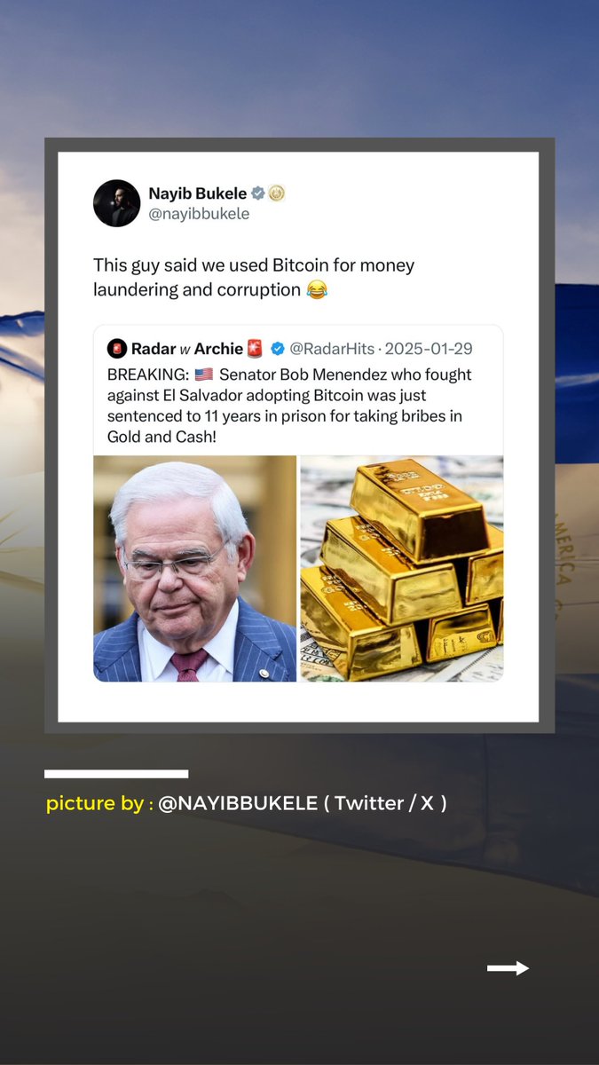 cryptoupdate_id's tweet photo. Mantan Senator AS Bob Menendez dijatuhi hukuman 11 tahun penjara karena menerima suap termasuk emas batangan sebagai imbalan bagi pengusaha Mesir dan New Jersey.

#Bitcoin  #bitcoinnews #bitcoindaily #bitcoinupdate  #cryptocurrency  #cryptoupdate  #senatormenendez #nayibbukele https://t.co/L7lONhPO1Z