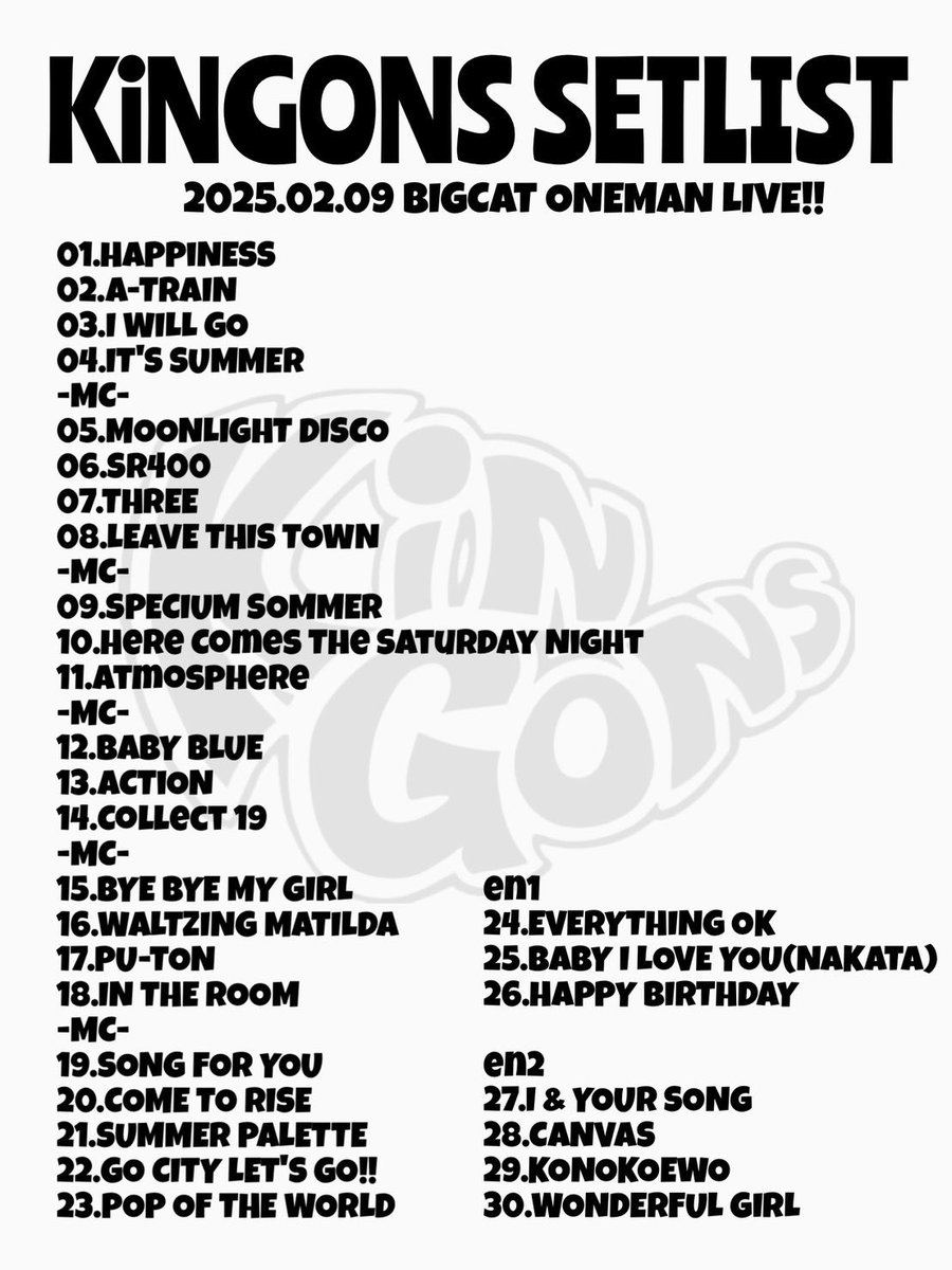 kuro_panya's tweet photo. 2月9日(日)心斎橋BIGCAT
KiNGONSセットリスト
31.I MY ME MIND https://t.co/e2vkZA8TxJ