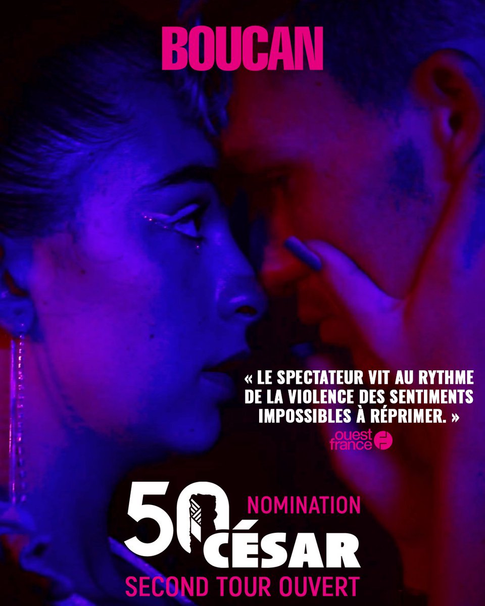 ✨ Second tour de vote des #Cesar2025 ouvert !

𝐁𝐎𝐔𝐂𝐀𝐍, de #SalomeDaSouza est nommé dans la catégorie « Meilleur Court Métrage de Fiction ».

Ce film évènement a emporté les festivals, la presse et les spectateurs d'Histoires Courtes !

<a href="/OuestFrance/">Ouest-France</a>