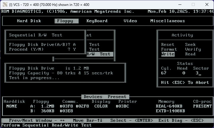 davidrgnz's tweet photo. After cleaning the worm gear a bunch and helping the heads travel the full length of the disk, the Panasonic drive is now working fine too. The ROM diagnostics in this machine were helpful in verifying that it was finally all working properly. https://t.co/NWPHP4mExT
