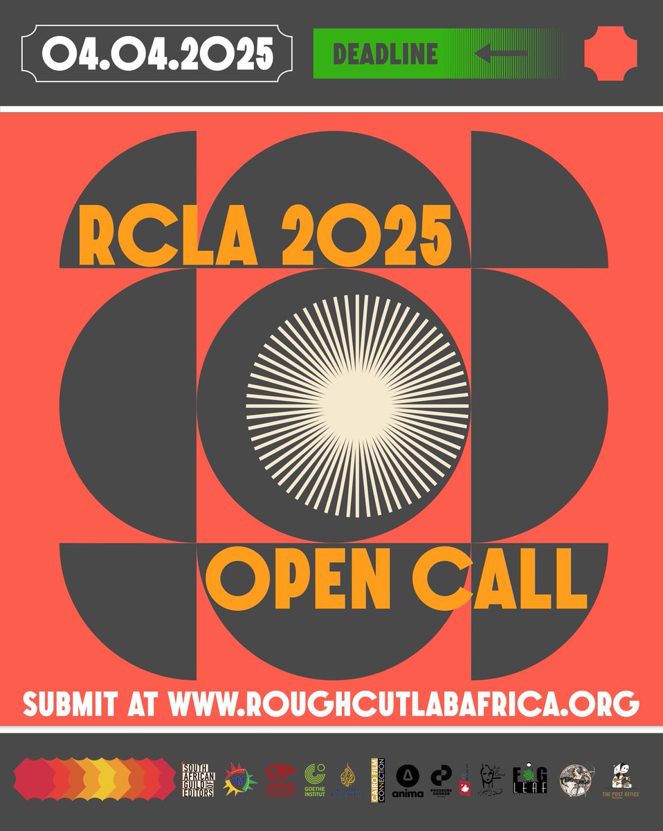 DocFilmmakersSA's tweet photo. RCLA 2025. Virtual Edition

Rough Cut Lab Africa returns for its 8th edition, running from the 31 May to 29 June 2025.

The call for submissions is now open until the 4th of April.

Submit here: https://t.co/dSV2grfkTw

#RCLA #FilmAfrica #NFVF #opencall #doccie https://t.co/Kg0ETVRUC2