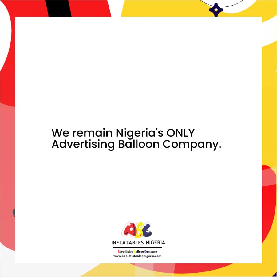 abcinflatesnig's tweet image. ABC Inflatables Nigeria Limited 
We remain Nigeria's Only Advertising Balloon Company.

You only need to ask🤷‍♂️

Dm/Whatsapp
  08033338280
  08058868484
  08171333000

Or email 📧 us at
 abcinflatablesnigeria@gmail.com

#ABCInflatables 
#Blimps