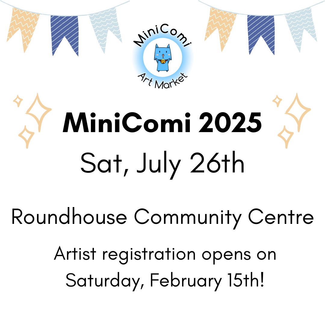 MiniComi 2025 will be happening on Saturday July 26, 2025! We will be located at a BRAND-NEW venue this year, the Roundhouse Community Centre! 

Artist registration will officially go live on Saturday, February 15th! Stay tuned~ #minicomi2025

👉 minicomivancouver.org