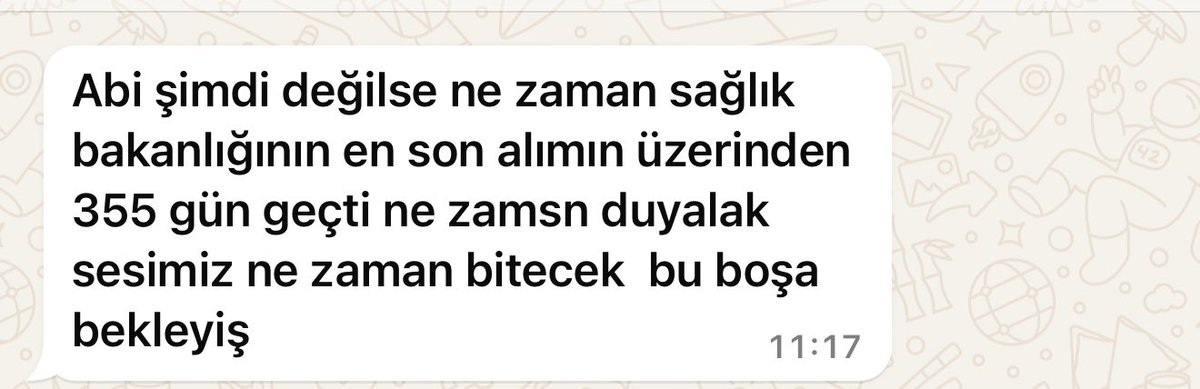 Aras Ali Altıntaş (@aras_ali_) on Twitter photo Sayın bakanım gençler gün saymaktan bıktı usandı. Tam 355 gündür sizden gelecek bir haber için çırpınıyorlar.
Artık bu bekleyişe bir son vermek için daha neyi bekliyorsunuz sn. <a href="/drmemisoglu/">Prof. Dr. Kemal Memişoğlu</a> Sayın bakanım gençler gün saymaktan bıktı usandı. Tam 355 gündür sizden gelecek bir haber için çırpınıyorlar.
Artık bu bekleyişe bir son vermek için daha neyi bekliyorsunuz sn. <a href="/drmemisoglu/">Prof. Dr. Kemal Memişoğlu</a>
