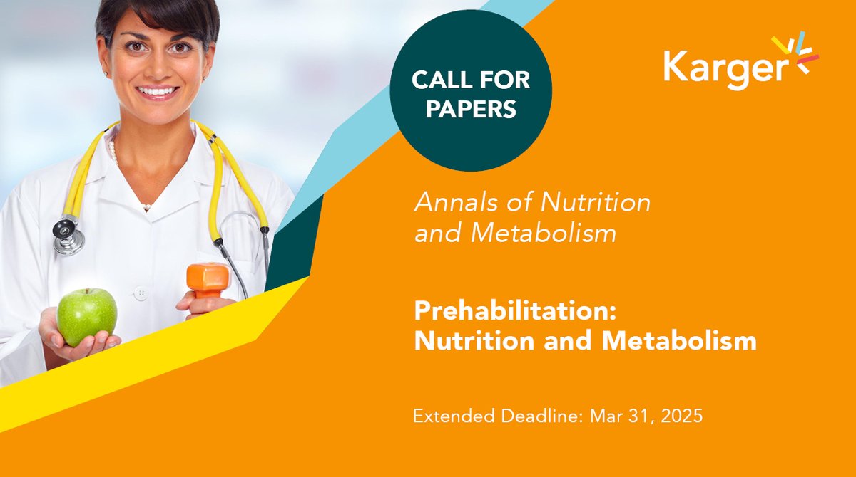 Nutrition and Dietetics | Karger (@nutrikarger) on Twitter photo π’ Call for Papers in #AnnalsOfNutritionAndMetabolism for "Prehabilitation: Nutritional Interventions and Metabolic Mechanismsβ
π
Extended Deadline: March 31, 2025
π¬ Contribute your research to our article collection!
π ow.ly/1QmP50USZ3L
<a href="/KargerPublisher/">Karger Publishers</a> π’ Call for Papers in #AnnalsOfNutritionAndMetabolism for "Prehabilitation: Nutritional Interventions and Metabolic Mechanismsβ
π
Extended Deadline: March 31, 2025
π¬ Contribute your research to our article collection!
π ow.ly/1QmP50USZ3L
<a href="/KargerPublisher/">Karger Publishers</a>