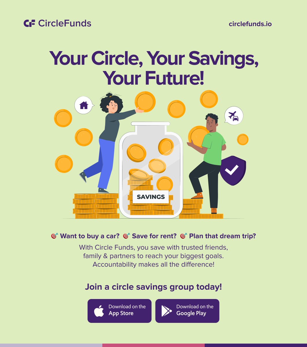 opemidimeji_xo's tweet photo. Do you love saving and you are consistent with it?

Then ‘CIRCLE FUNDS’ is for you! It is the best way to save together 😉 

With circlefunds you can:

• Create a savings group with trusted friends, family or colleagues.

• You get to choose whoever you want in your savings group and hold one another accountable.

• Set a goal and contribution frequency.

• Track savings progress in real-time.
Get paid automatically when it’s your turn.

No excuses. No dropping out. Just consistent savings.

Download Circle Funds here - https://t.co/XosRc8h8iC

#UseCircleFunds