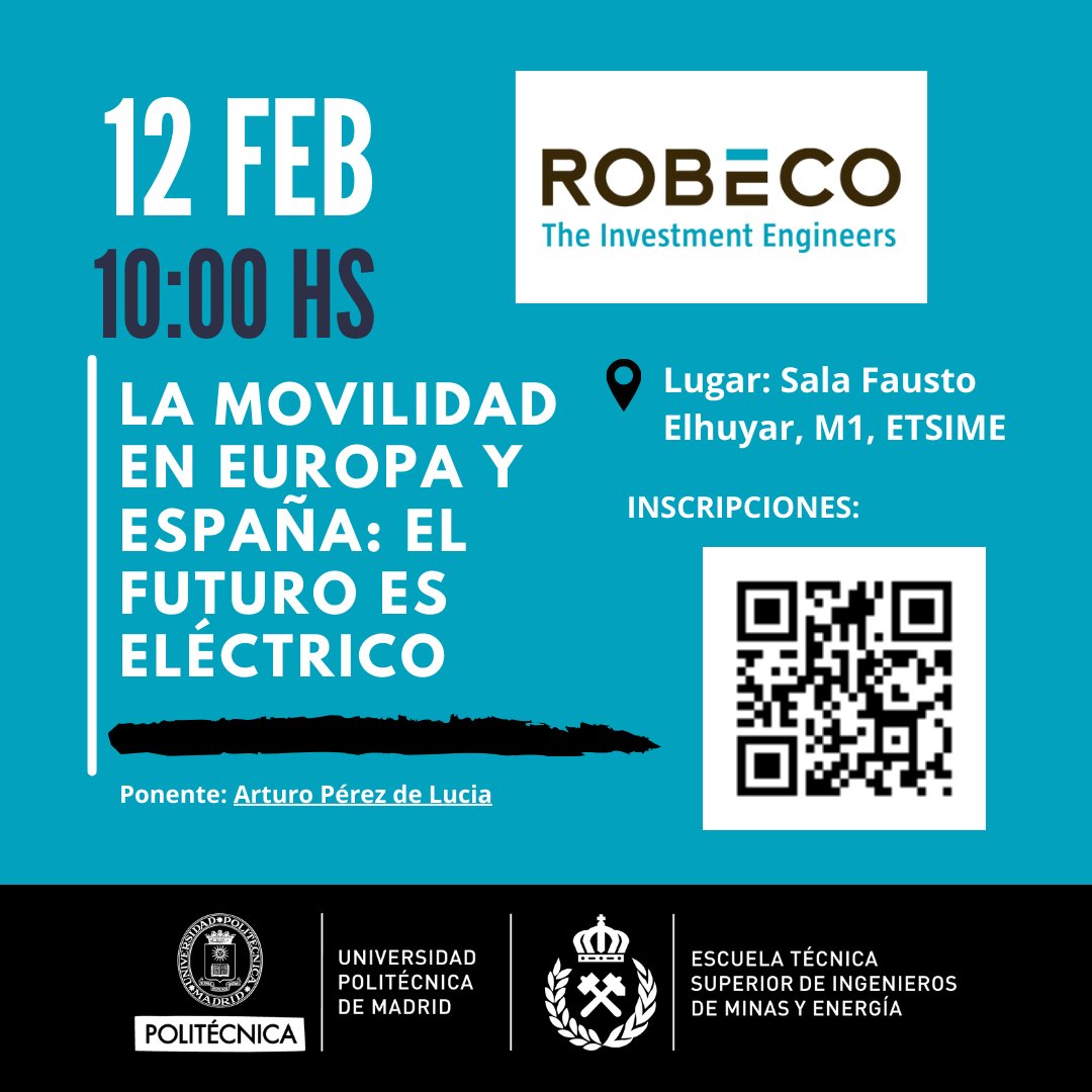 minasenergiaupm's tweet photo. ¡No te pierdas la charla sobre movilidad eléctrica! 🚗⚡
El 12 de febrero a las 10:00h en la Sala Fausto Elhuyar, ETSIME. Sobre la transición a vehículos eléctricos y su impacto en la economía y el medio ambiente.
#MovilidadEléctrica #Sostenibilidad #ETSIME #ROBECO https://t.co/ni07ukuewW