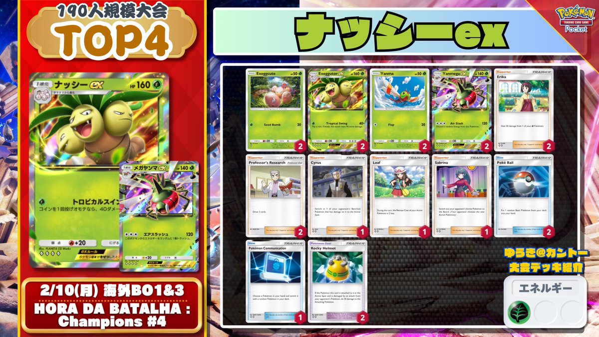 🌏 #ポケポケ 海外大会結果 🌏 「メガヤンマex」採用デッキが早速上位
