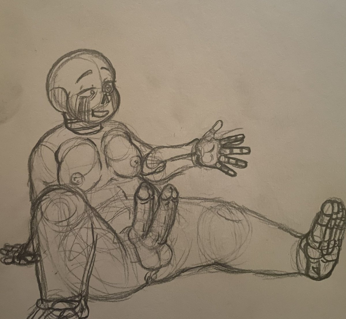 Hi gang, honestly some of my best anatomy work as of recent and I wasted it on the glitch himself

In seriousness, super sketchy, but pretty proud of this, mommy Error and his hemipenis :]

#aphrodisiazoid #aphrodisiazoidart #andisfwart