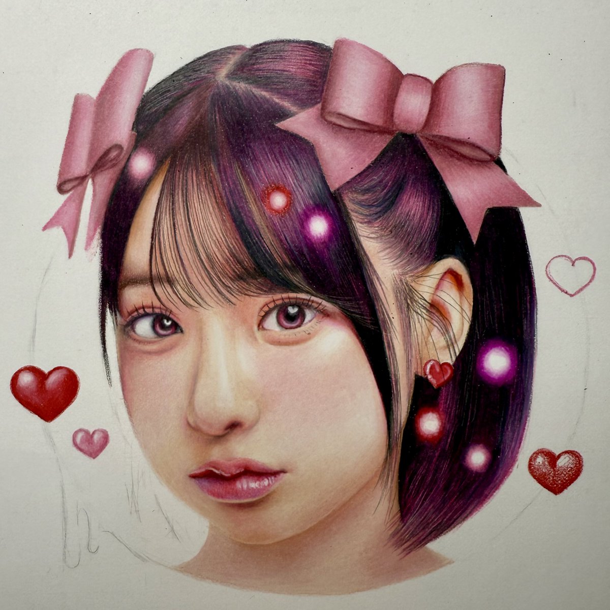 清楚なポニーテール美女＃2　色鉛筆画 色鉛筆画】イラスト 「ポニーテールの女性」【メイキング
