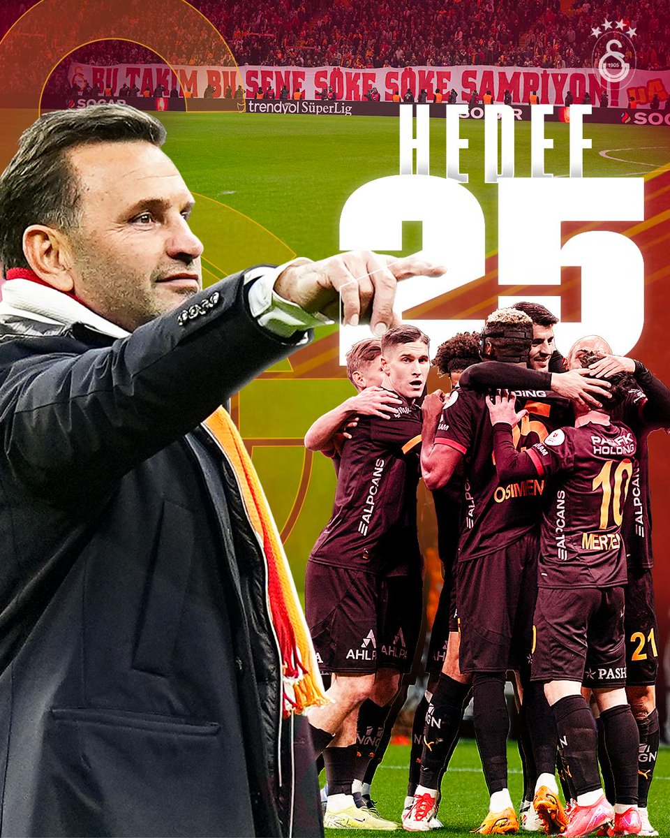 Milyonlarca taraftarımızla birlikte, tüm engelleri yerle bir ederek 25. şampiyonluğumuza ulaşacağız! 

#Hedef25 #KONSANTRASYON