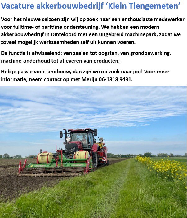 Heb jij zin en tijd om ons te komen helpen? 🚜🌱 
Delen wordt gewaardeerd!