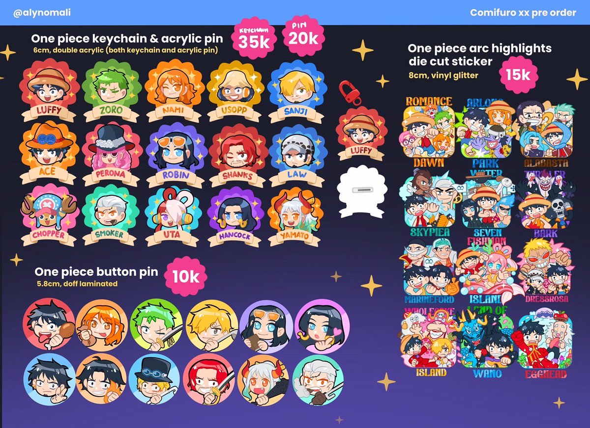 alynomali's tweet photo. ❤️&amp;🔁 are appreciated! 

Hii my #COMIFURO20 PRE ORDER IS OPEN✨for pick up (both days) and mail order 

Fandoms : one piece, haikyuu, shoujo 
PO link : https://t.co/nuCUmSfh4U 
Periode PO 10 februari - 1 maret 19:00 
#cfxx #cf20catalogue

(1/2) https://t.co/xe87j3iU6i