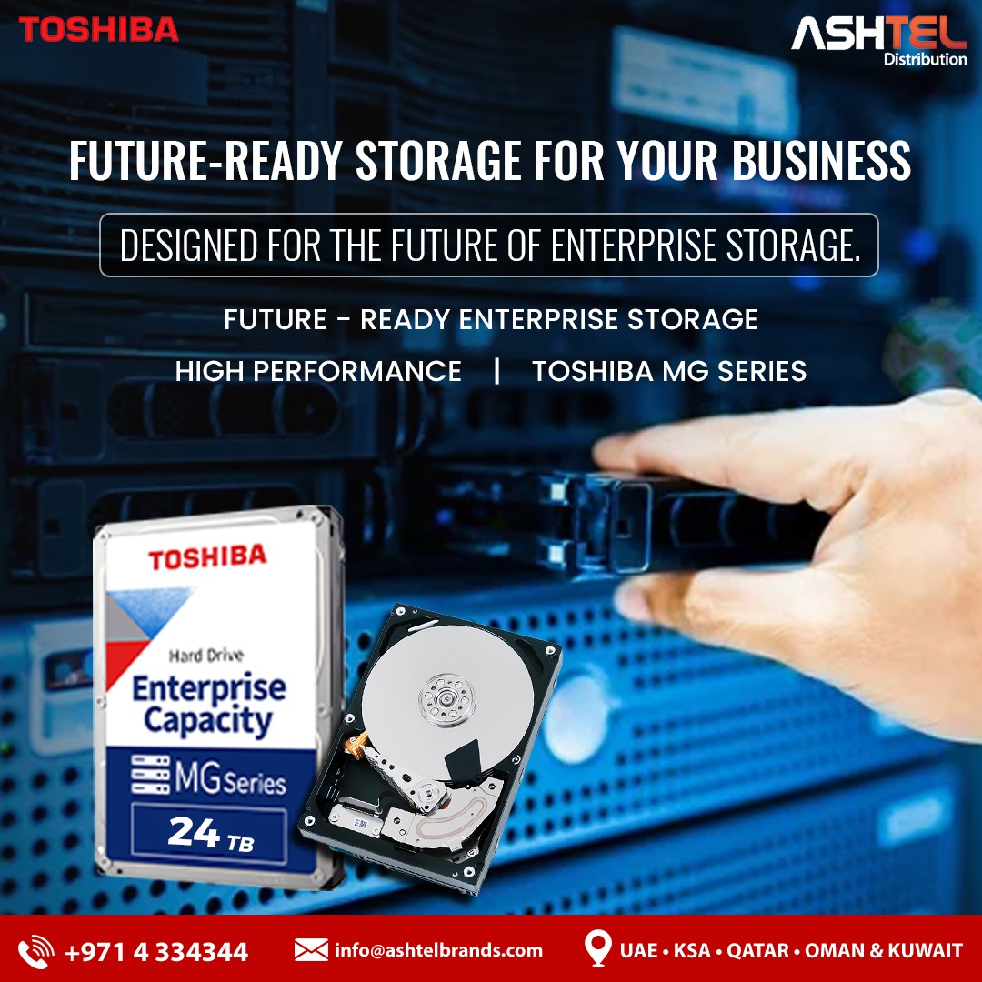 Ashtel_Brands's tweet image. The Toshiba MG Series delivers exceptional durability, speed, and storage capacity, making it a top choice for cloud storage providers and large-scale enterprises.
📌 Up to 22TB storage
📌 Workload optimized for 550TB/year
#EnterpriseComputing #ServerStorage #MGSeries