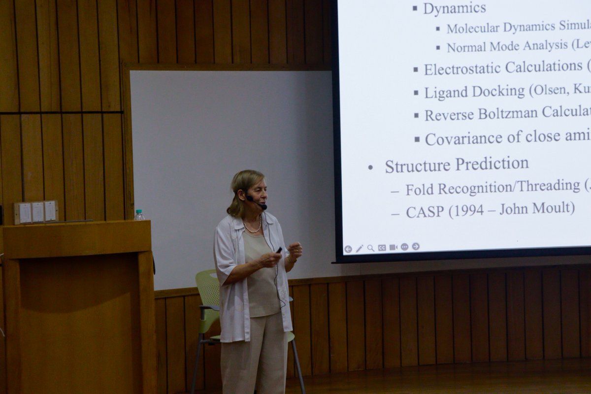 NCBS_Bangalore's tweet image. Last week we had Prof. Dame Janet Thornton, a pioneer in bioinformatics, at NCBS, for a #publiclecture on "50 Years of Bioinformatics & Protein Structures." She spoke about the evolution of bioinformatics-from early protein structures to latest AI-driven predictions-& its future.