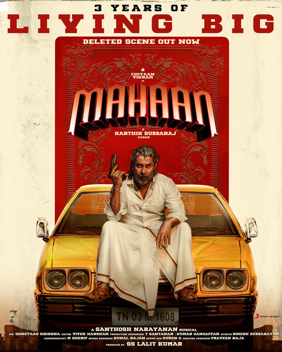 Celebrating three years of #Mahaan with an exclusive deleted scene !!! 

PS: This deleted scene has Voice lent by DaDa for Mahaan .. 😊

youtu.be/9WkcUIQloWg

A <a href="/karthiksubbaraj/">karthik subbaraj</a> Padam 🎬
A <a href="/Music_Santhosh/">Santhosh Narayanan</a> Musical 🥁

<a href="/chiyaan/">Vikram</a> #DhruvVikram <a href="/kshreyaas/">shreyaas krishna</a> <a href="/vivekharshan/">vivekharshan</a>
