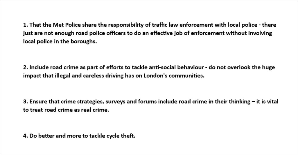 ActionVZ's tweet image. Demand more police enforcement on London's roads. MOPAC is consulting on a draft police & crime plan for London (2025 to 2029). Ask for the plan to contain far more about crime on London's roads.
Please respond by 12th Feb - suggestions in our briefing:
actionvisionzero.org/2025/02/10/mop…