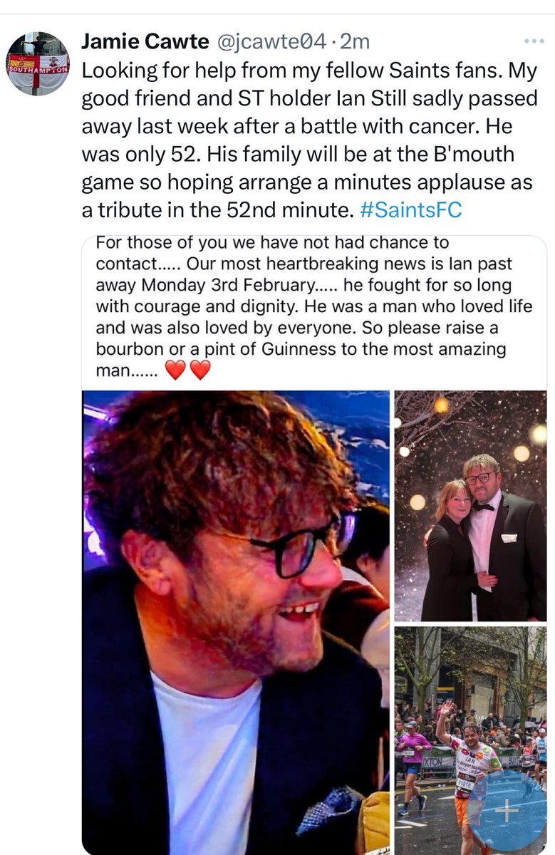 Jamie Cawte (@jcawte04) on Twitter photo It would be hugely appreciated if you could please retweet the below to spread the word for such a great bloke. #saintsfc <a href="/AlfieHouseEcho/">Alfie House</a> <a href="/AdamBlackmore/">Adam Blackmore</a> <a href="/Saints_Mike7167/">Saints Mike</a> <a href="/_SaintsInFrance/">Robbie π</a> It would be hugely appreciated if you could please retweet the below to spread the word for such a great bloke. #saintsfc <a href="/AlfieHouseEcho/">Alfie House</a> <a href="/AdamBlackmore/">Adam Blackmore</a> <a href="/Saints_Mike7167/">Saints Mike</a> <a href="/_SaintsInFrance/">Robbie π</a>
