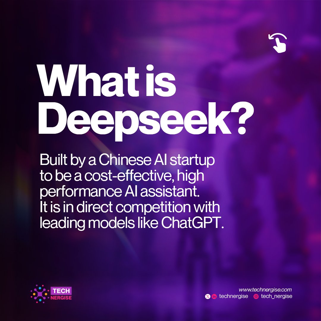 technergise's tweet photo. #DeepSeekAI is transforming the AI landscape with its cost-effective, opensource assistant, offering a disruptive approach to traditional models.

This innovative startup is not only challenging industry standards but also paving the way for more accessible &amp; scalable future. https://t.co/NckmxfNEpN