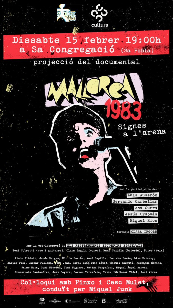 📽️ Aquest dissabte, ‘Mallorca 1983. Signes a l’arena’ arriba a sa Pobla. 

L’esperat documental sobre la Movida mallorquina es presenta a sa Congregació. Un viatge als anys 80 per descobrir la revolució cultural i musical que va sacsejar l’illa.