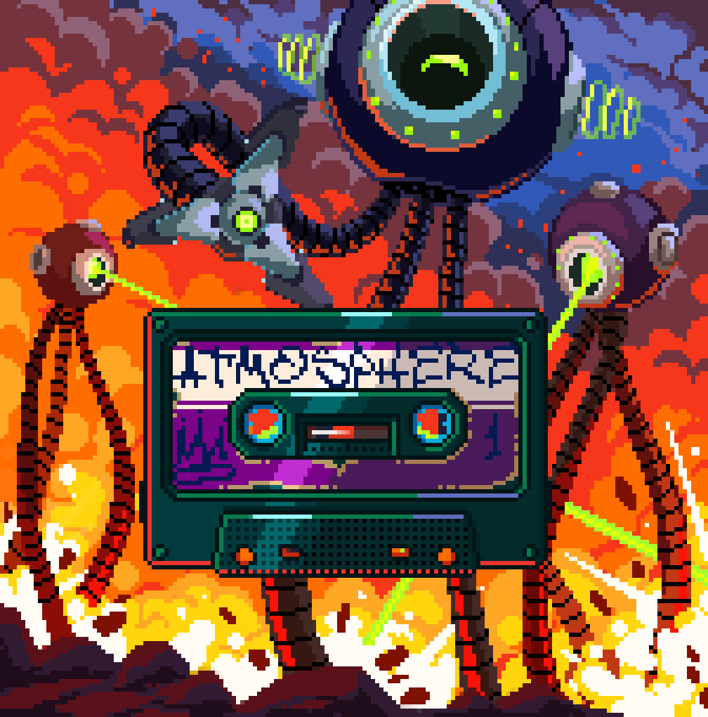 sadkingfisher's tweet photo. Spotify playlist cover #pixelart #Pixel #cassette #oldschool #music #Playlist  #Spotify  #WaroftheWorlds https://t.co/IRSTXojKTl