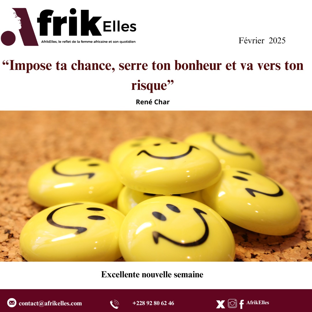 Prendre le risque d'être heureux ! Le mot d'ordre de cette semaine. 

Très belle journée et semaine. 

#modaymotivation 
#AfrikElles