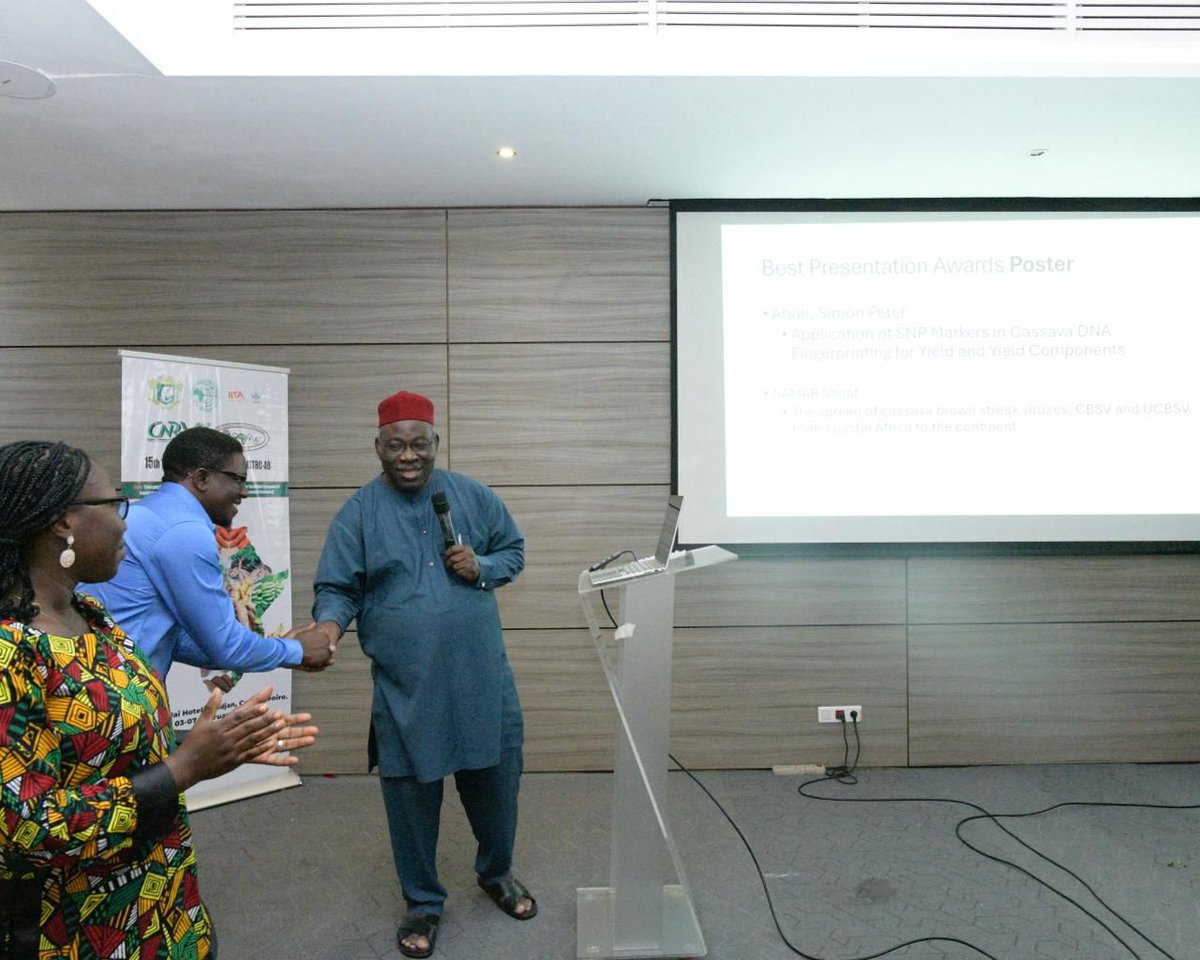 Congratulations to our alumnus, Dr. Simon Peter Abah, for winning the Best Poster Presentation at the recently concluded 15th International Society for Tropical Root Crops – Africa Branch (ISTRC-AB) Symposium held in Abidjan, Côte d’Ivoire.
Hearty congratulations to Dr. Abah!