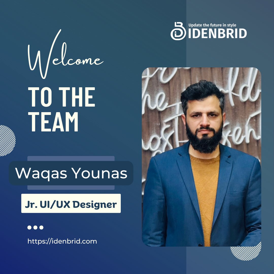 Exciting news! 🎉 
We are thrilled to announce the joining of Waqas Younas to the team as our Junior UI/UX Designer! 🚀 WelcomeAboard🙌 #WelcomeWaqas #NewTeamMember #UIUXDesigner #CreativeTalent #TeamGrowth #teamIdenbrid