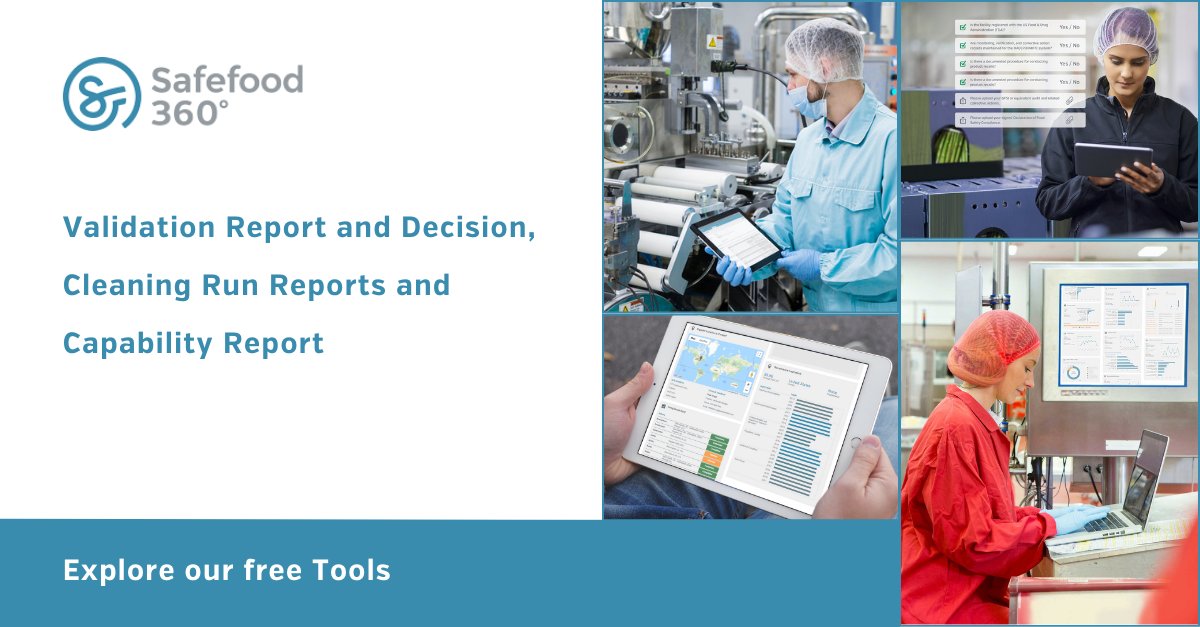 safefood360's tweet image. Discover three essential tools designed to elevate your #CleaningPrograms. 

From Validation Report and Decision, Cleaning Run Reports and Capability Report, streamline your processes with ease.

Discover more: ow.ly/ngAu50S2j2h

#ValidationReport #QualityAssurance