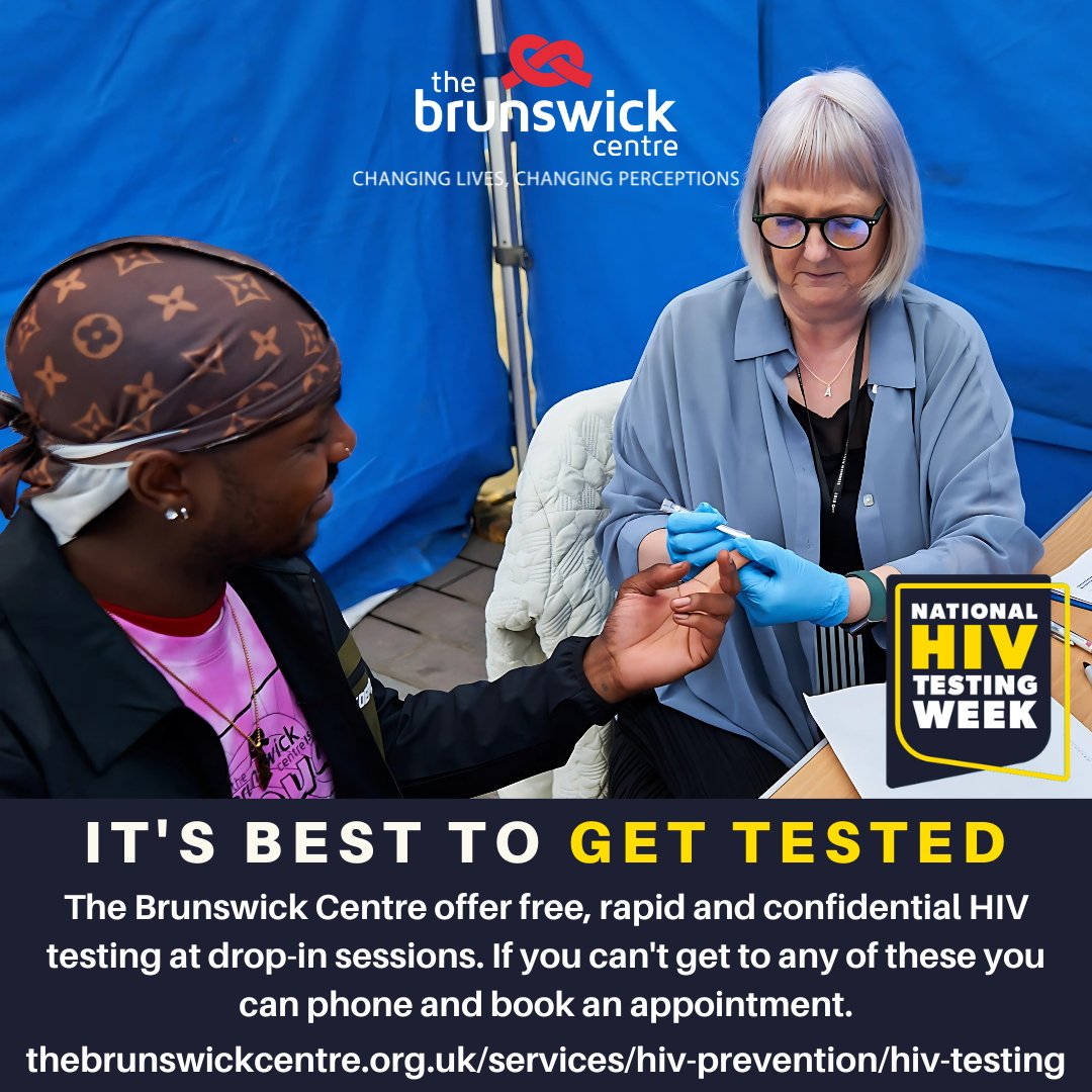 This week is National HIV Testing Week! 
Testing for HIV is free and quick, confidential and easy. Know your HIV status and stay in control of your health!

thebrunswickcentre.org.uk/news/hiv-testi…
<a href="/startswith_me/">It Starts With Me</a> <a href="/HIVPreventionEn/">HIV Prevention England</a>