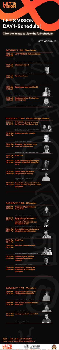 SwiftSIQI's tweet image. 「LET'S VISION | FUTURE TECH TALKS」- Speaker Lineup & Thematic Sessions
✨✨ 40+ Talks on Spatial Computing & AI Innovation! ✨✨
📅 March 1-2, 2025
📍 Flower Port, Pudong Shanghai, China
🎟️ Official site: letsvisionos.swiftgg.team
#VisionPro #AI #SpatialComputing #letsvision…