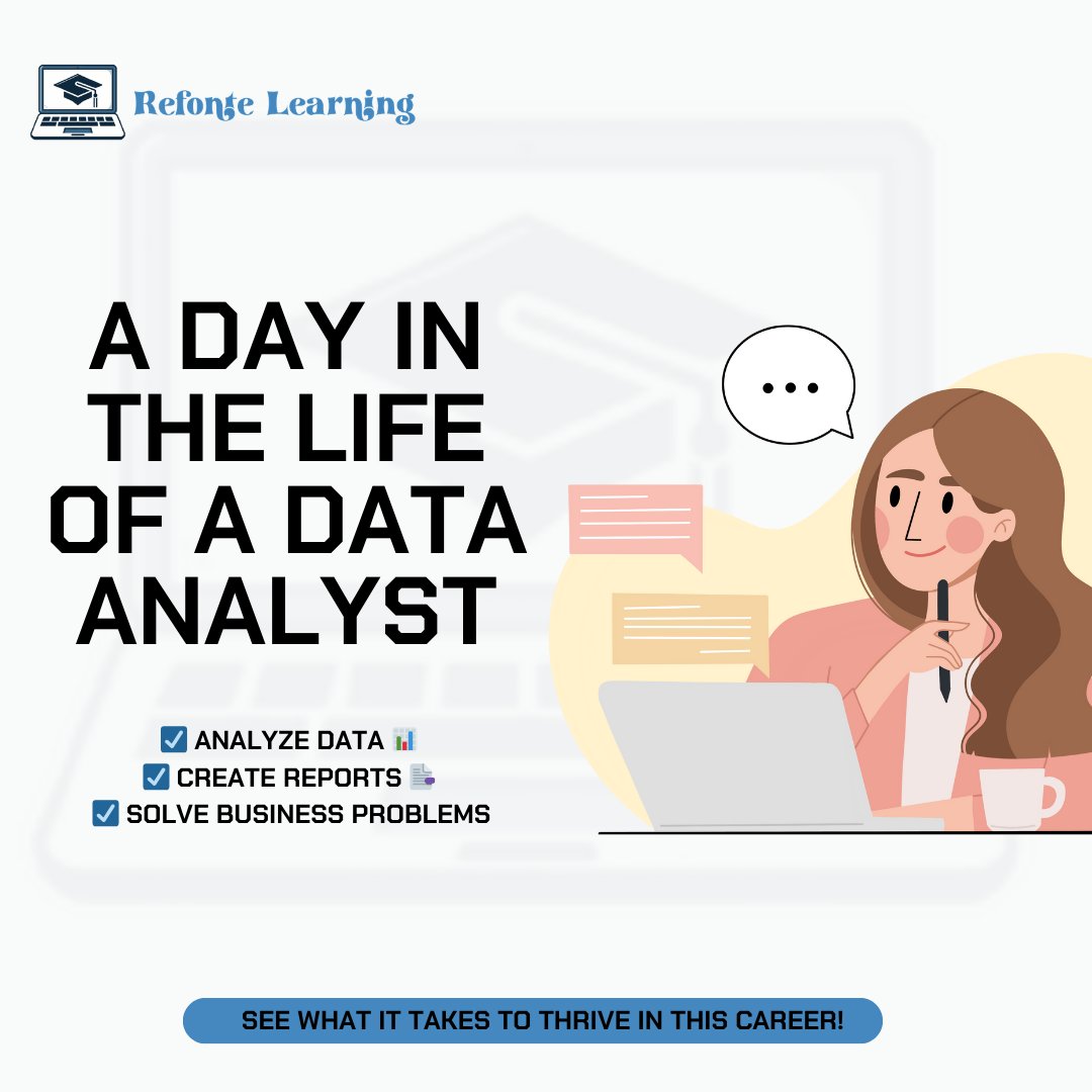 RefonteLearning's tweet image. Ever wondered what a Data Analyst really does? 

It’s more than just numbers! From analyzing trends 📊 to solving business problems, every day is a new challenge. If you love data and want a high-demand career, this is your sign to start! 🚀

📌 Learn the skills. Land the job. 💪🏽