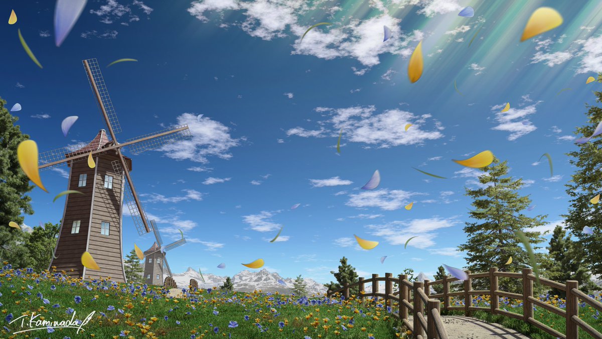 花咲く丘の散歩道
#背景イラスト #b3d #blender