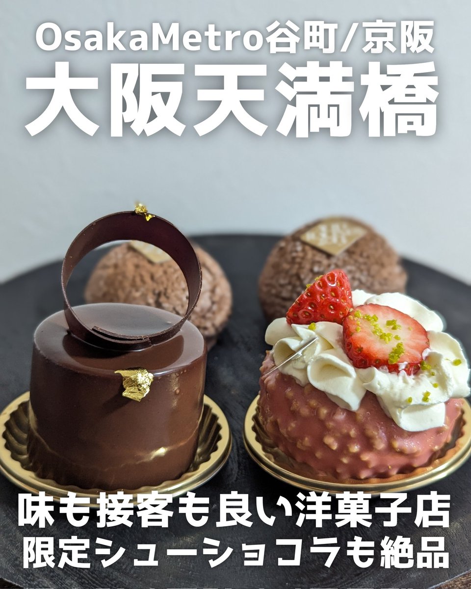 furan_osakacafe's tweet photo. 何度も伺う天満橋の洋菓子店。チョコ系ケーキが特に好み！〜2/14まで期間限定シューショコラが今まで食べた中でも群を抜いて美味しかった😊
🏠アシッドラシーヌ
📍大阪市中央区内平野町1-4-6
🚃OsakaMetro谷町線「天満橋」駅徒歩5分
⏰11:00〜18:00
水/木曜定休
ラクテ 760
シューショコラ 580 etc... https://t.co/9Xiw7LCfoA