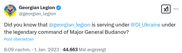 Woke & Wehrhaft 🇩🇪🇪🇺🇺🇦🇮🇱🇹🇼 📯 (@tjuderjahn) on Twitter photo Did you know that <a href="/georgian_legion/">Georgian Legion</a> is serving under
<a href="/DI_Ukraine/">Defence Intelligence of Ukraine</a> under the legendary command of Major General Budanov?
No? <a href="/DI_Ukraine/">Defence Intelligence of Ukraine</a> didn't know either.
x.com/DI_Ukraine/sta…
archive.ph/TqQ89 Did you know that <a href="/georgian_legion/">Georgian Legion</a> is serving under
<a href="/DI_Ukraine/">Defence Intelligence of Ukraine</a> under the legendary command of Major General Budanov?
No? <a href="/DI_Ukraine/">Defence Intelligence of Ukraine</a> didn't know either.
x.com/DI_Ukraine/sta…
archive.ph/TqQ89