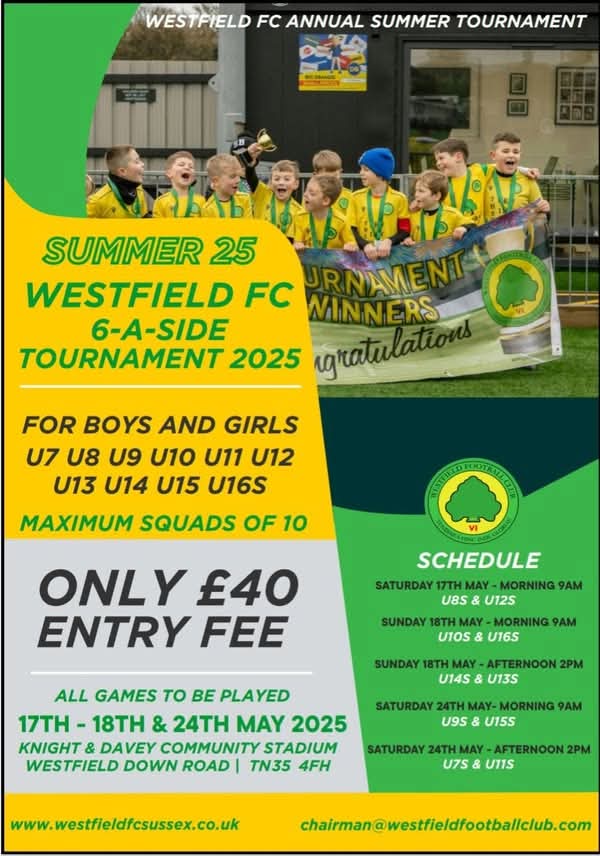 Westfield Football Club (@westfieldfc9) on Twitter photo ๐ฆ๐๐บ๐บ๐ฒ๐ฟ ๐ง๐ผ๐๐ฟ๐ป๐ฎ๐บ๐ฒ๐ป๐ ๐จ๐ฝ๐ฑ๐ฎ๐๐ฒ - ๐ฃ๐น๐ฒ๐ฎ๐๐ฒ ๐ฆ๐ฒ๐ฒ ๐๐ฒ๐น๐ผ๐ ๐โฝ๏ธ๐
FULL -
โ
UNDER 8s
โ
UNDER 9s
โ
UNDER 10s
โ
UNDER 13s
SPACES -
4 TEAMS - UNDER 7s
6 TEAMS - UNDER 11s
1 TEAM -UNDER 12s
3 TEAMS -UNDER 14s
5 TEAMS - UNDER 15s
6 TEAMS- UNDER 16s
Summer ๐ฆ๐๐บ๐บ๐ฒ๐ฟ ๐ง๐ผ๐๐ฟ๐ป๐ฎ๐บ๐ฒ๐ป๐ ๐จ๐ฝ๐ฑ๐ฎ๐๐ฒ - ๐ฃ๐น๐ฒ๐ฎ๐๐ฒ ๐ฆ๐ฒ๐ฒ ๐๐ฒ๐น๐ผ๐ ๐โฝ๏ธ๐
FULL -
โ
UNDER 8s
โ
UNDER 9s
โ
UNDER 10s
โ
UNDER 13s
SPACES -
4 TEAMS - UNDER 7s
6 TEAMS - UNDER 11s
1 TEAM -UNDER 12s
3 TEAMS -UNDER 14s
5 TEAMS - UNDER 15s
6 TEAMS- UNDER 16s
Summer