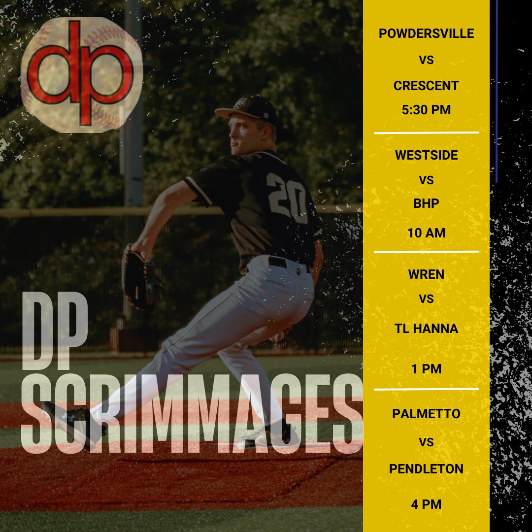 2nd Annual Anderson County DP Scrimmage 

📍: <a href="/CrescentBSB/">Crescent Baseball</a> 
📅: 2/14 &amp; 2/15
Admission: $5

Spend the weekend checking out all the teams in the area!