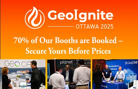 #GeoIgnite2025 – 70% of booths booked! Secure yours before prices increase on March 1.

📅 May 12-14, 2025
📍 Ottawa Conference and Event Centre
Don’t miss the chance to showcase your brand at Canada’s National Geospatial Leadership Conference. 👉 buff.ly/3Et6Paa