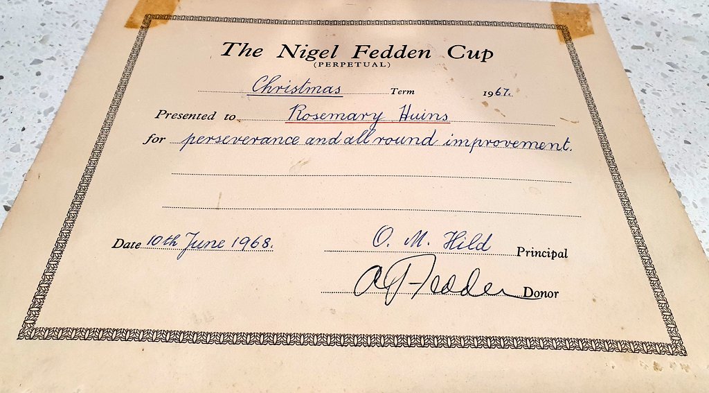 NThorpeBS's tweet image. Lovely to welcome Rosie Carter to @bromschool #HeritageCentre to view #SchoolArchives of #OttilieHild before it became @BromsPrePrep Rosie found herself, her sister and her great uncle in the photos and saw again the cup she was awarded in 1968, donated in memory of Nigel Fedden