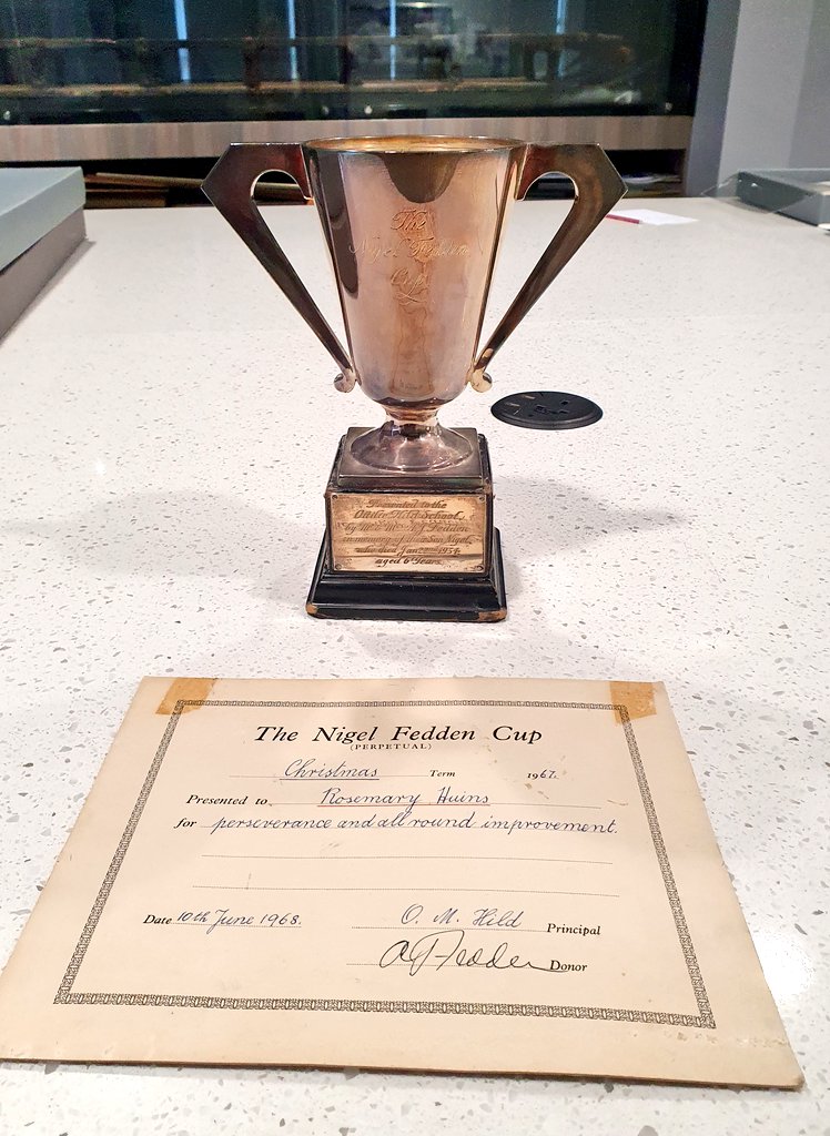 NThorpeBS's tweet image. Lovely to welcome Rosie Carter to @bromschool #HeritageCentre to view #SchoolArchives of #OttilieHild before it became @BromsPrePrep Rosie found herself, her sister and her great uncle in the photos and saw again the cup she was awarded in 1968, donated in memory of Nigel Fedden